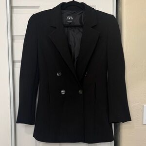Zara Black Double-Breasted Blazer